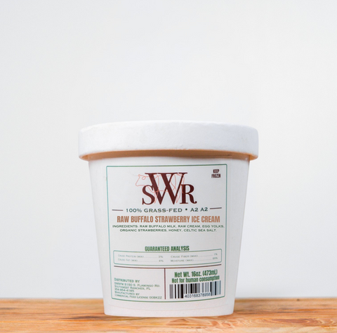 SWR Raw Buffalo Ice Cream Strawberry 16 oz